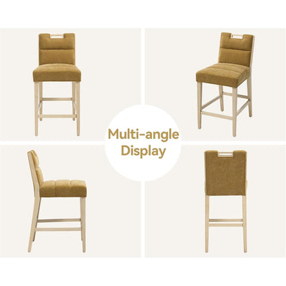 Barhocker Set 4er – Chenille Retro Design mit Fußstütze, Gelb