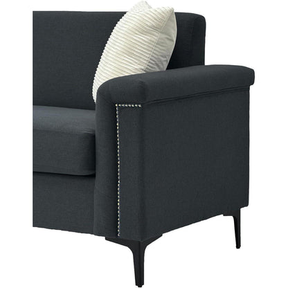 Kompaktes 2-Sitzer Sofa Dunkelgrau – Modernes Leinen Design