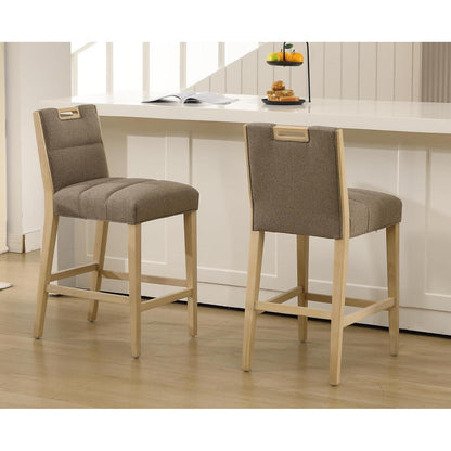 Barhocker Set 4er – Leinen-Küchenhocker mit Fußstütze, Braun