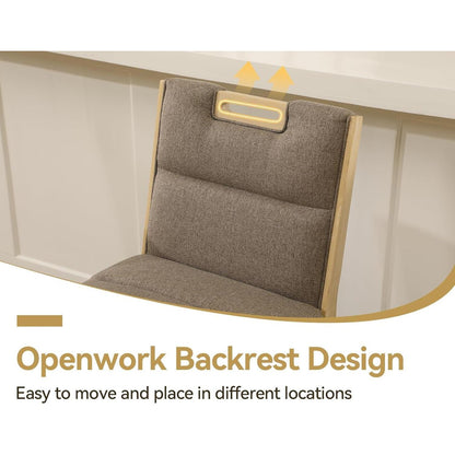Barhocker Set 4er – Leinen-Küchenhocker mit Fußstütze, Braun