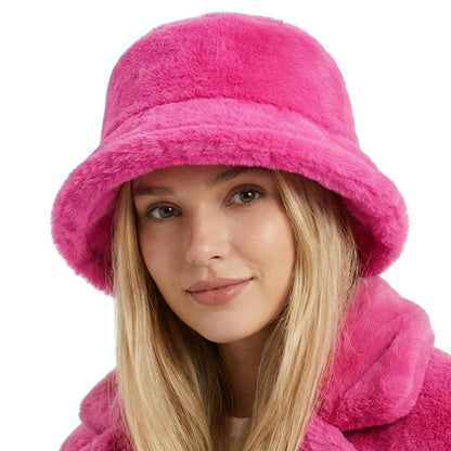 Flauschige Winter Fischerhut Damen Rosa