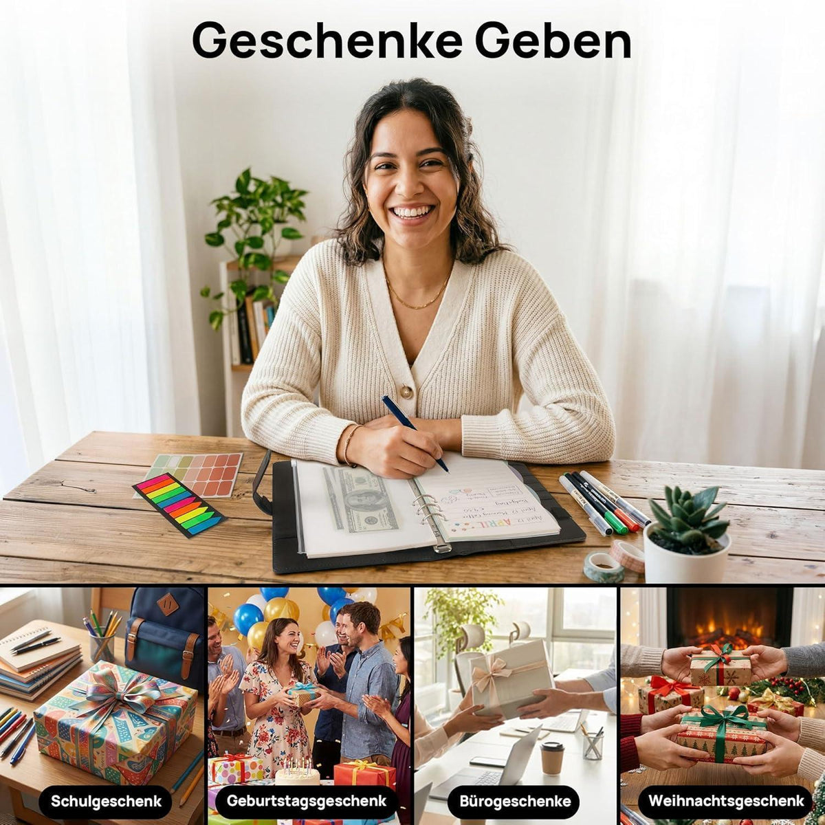 Ringbuch A5 nachfüllbar mit Zubehör in Lederoptik