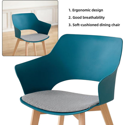 6 Esszimmerstühle mit Armlehne, Massivholz, Blau