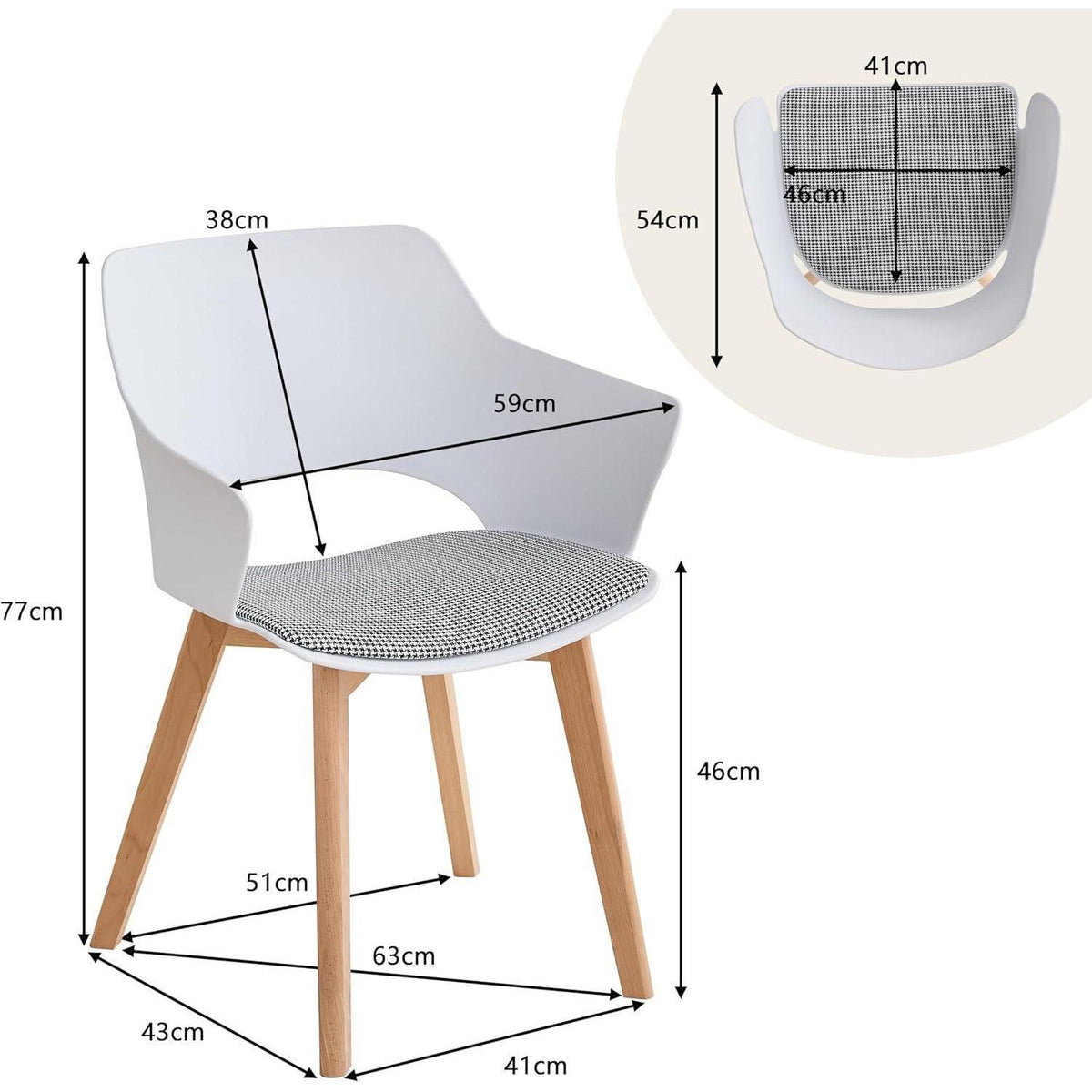 8er Set Esszimmerstühle mit Stoffpolster & Massivholzbeinen