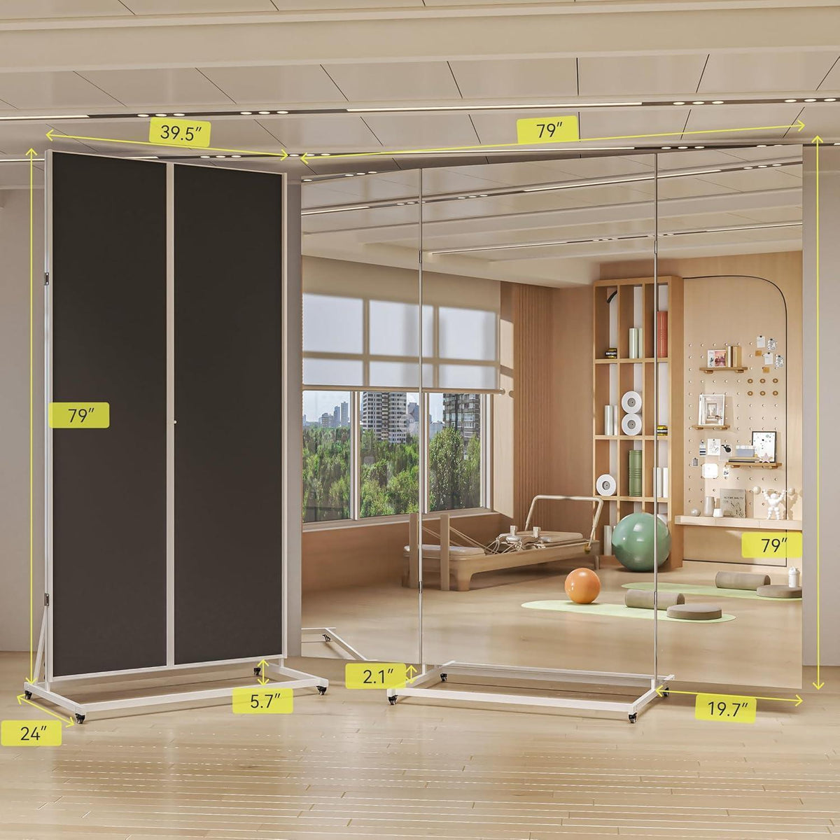 Standspiegel 200x200cm Dreifach Klappbar & 360° Drehbar