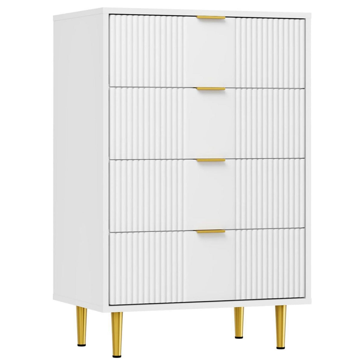 Kommode mit 4 Schubladen – Weiß, 60x40x94 cm