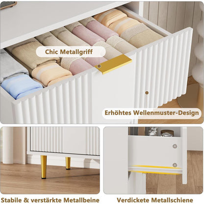 Kommode mit 4 Schubladen – Weiß, 60x40x94 cm