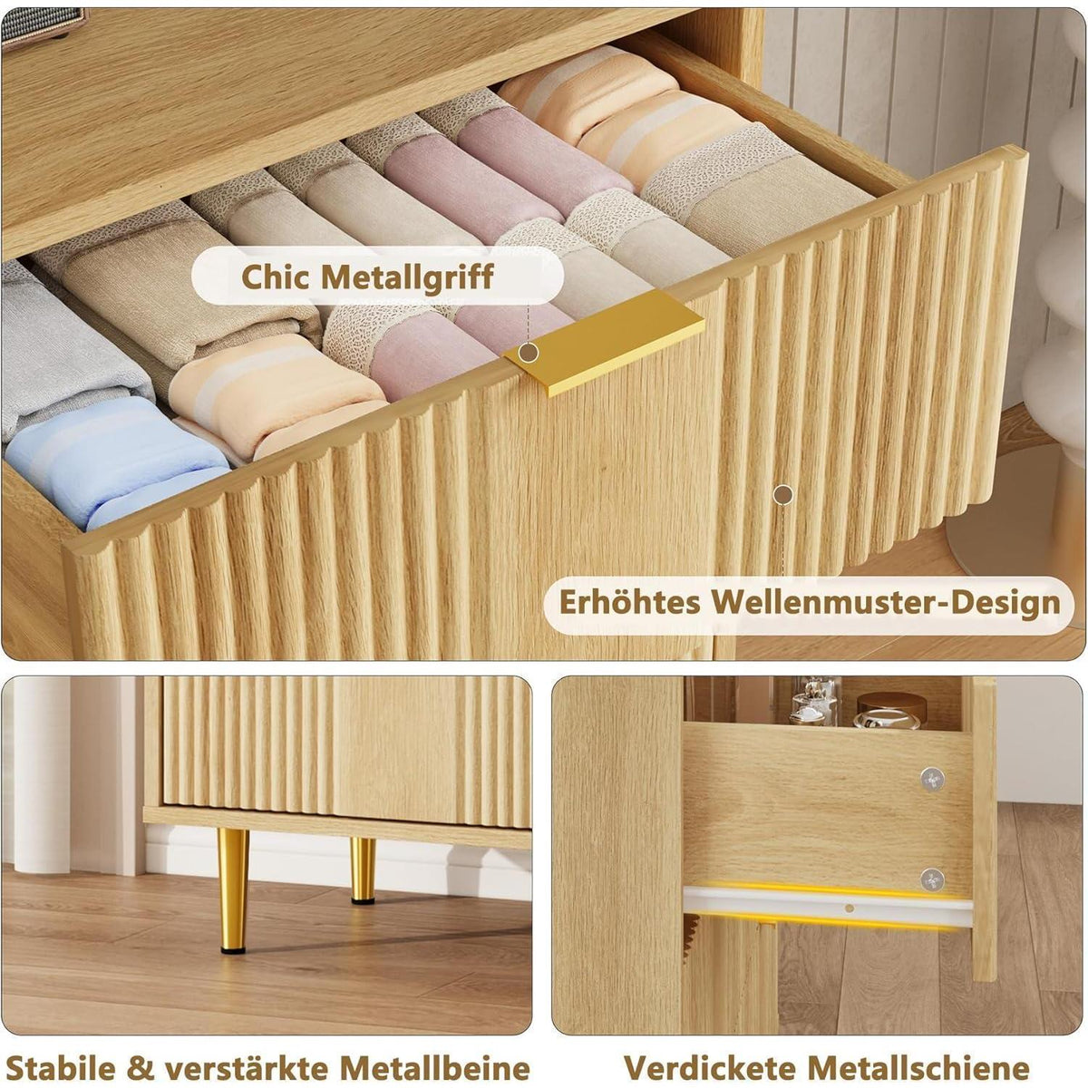 Kommode mit 5 Schubladen | Eiche | 60x40x112 cm