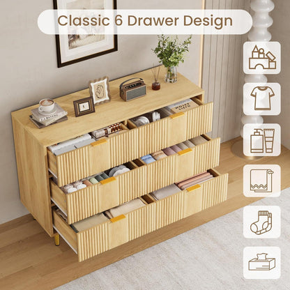 Kommode mit 6 Schubladen, Eiche, 100x40x75 cm – Schlafzimmer Möbel