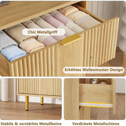 Kommode mit 6 Schubladen, Eiche, 100x40x75 cm – Schlafzimmer Möbel