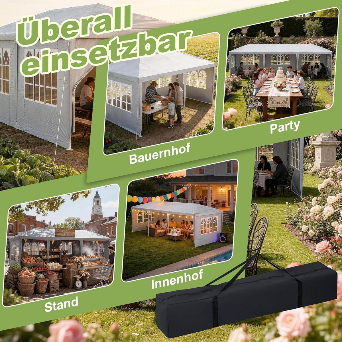 Party Zelt 3x6m – Wasserdicht & Robust für Garten & Camping