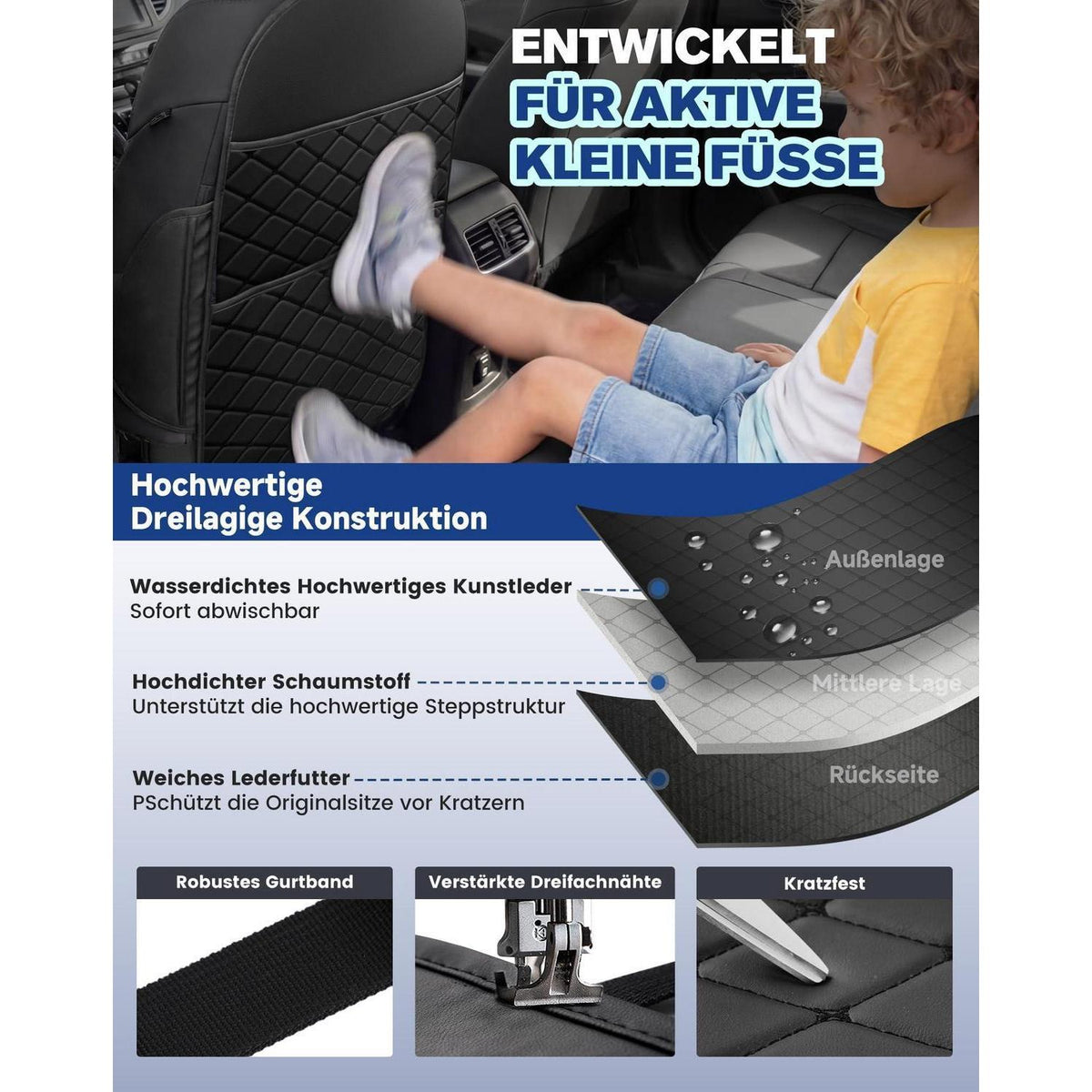 Auto Rückenlehnenschutz 2er-Set – Pflegeleicht & Ordentlich