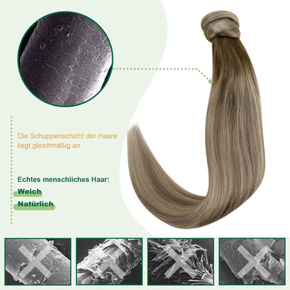 Echthaar Zopf Extension Balayage Braun 30cm