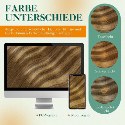 Echthaar Tape Extensions Ombre Braun 35cm 4/27/4