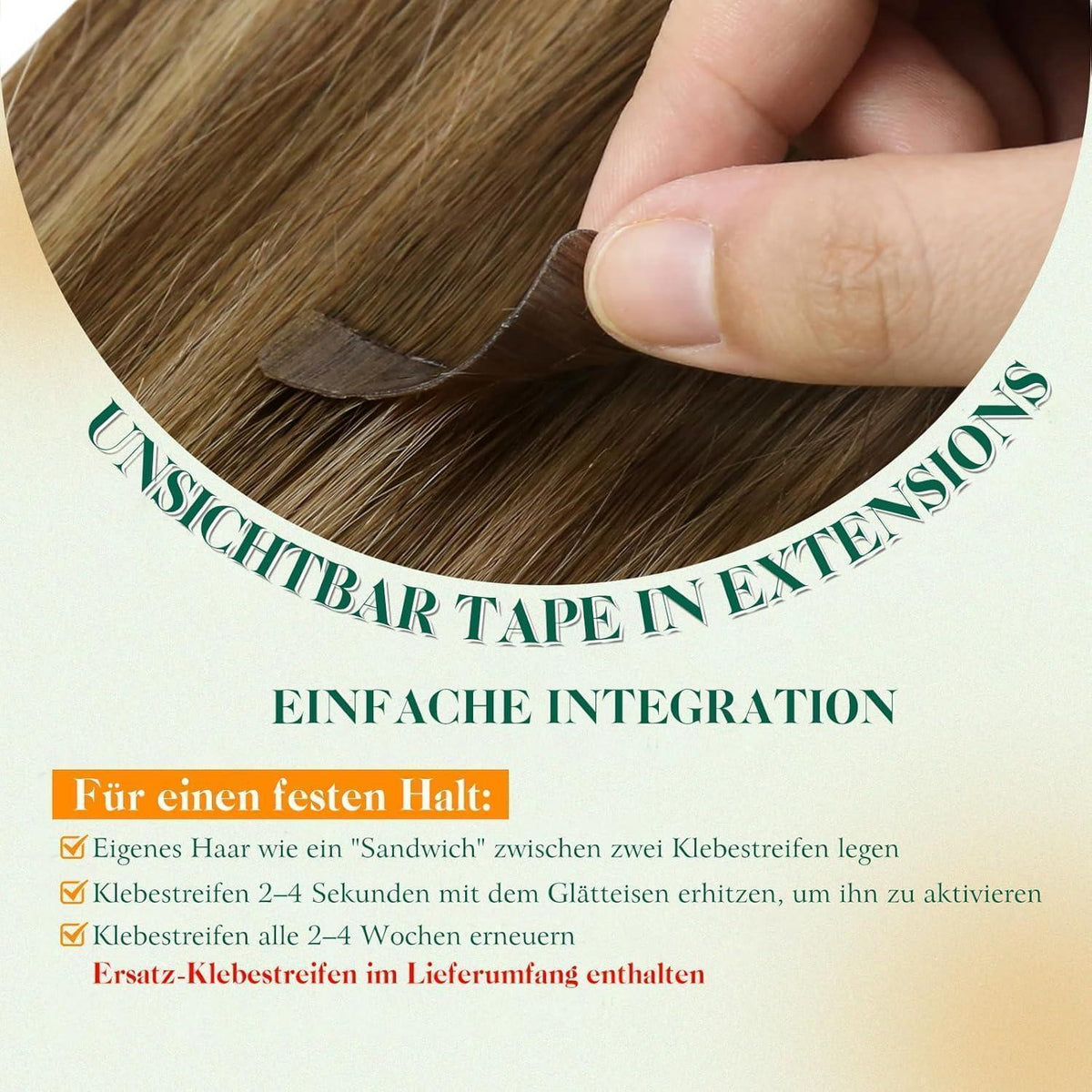 Echthaar Tape Extensions Ombre Braun 35cm 4/27/4