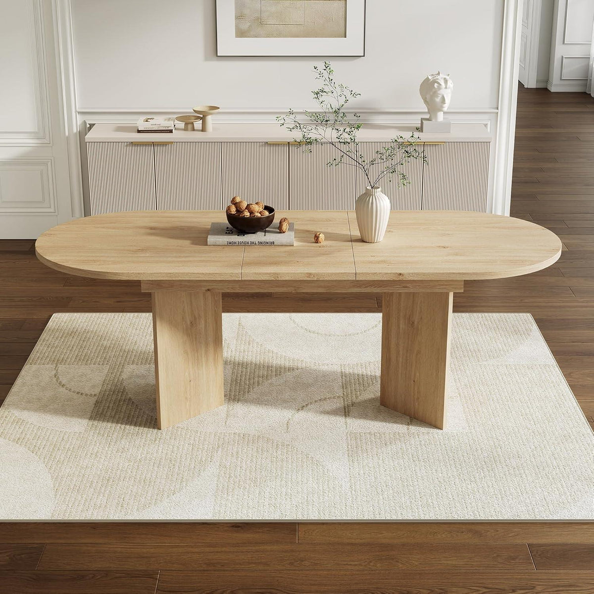 Ausziehbarer Esstisch Holz Eiche 140-180 cm