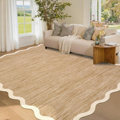 Waschbarer Esszimmerteppich Scalloped Taupe/Beige 160x230 cm