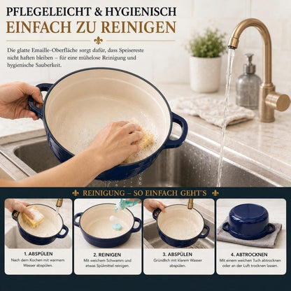 Emailliertes Gusseisen Topfset 4-teilig Blau – Dutch Oven & mehr