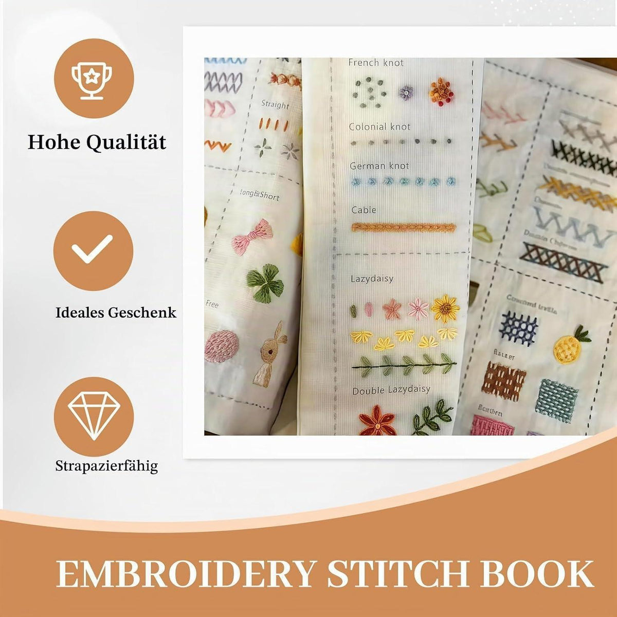 Sticken Set Erwachsene - DIY Stitch Book auf Leinenstoff