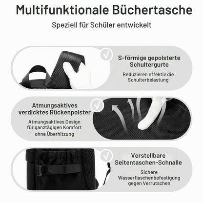 Schulrucksack Schwarz Wasserdicht mit Laptopfach für Teenager