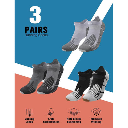 Kompressions Laufsocken Herren Damen 3 Paar – Anti Blase & Fußgewölbestütze