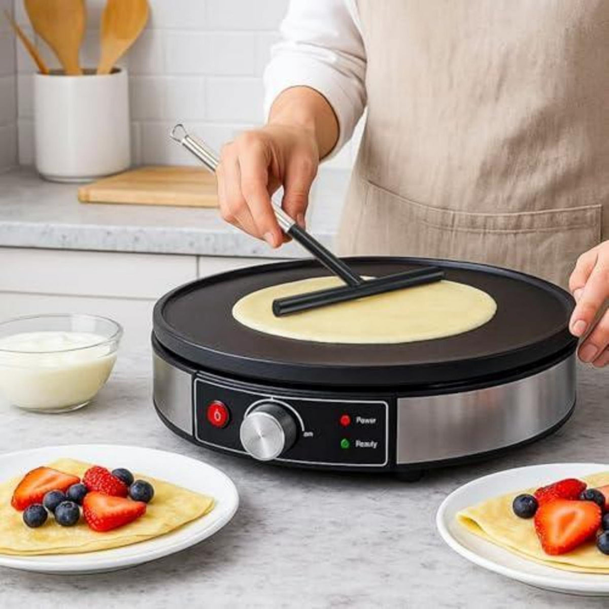 4-teiliges Crêpes Set aus Edelstahl & Silikon