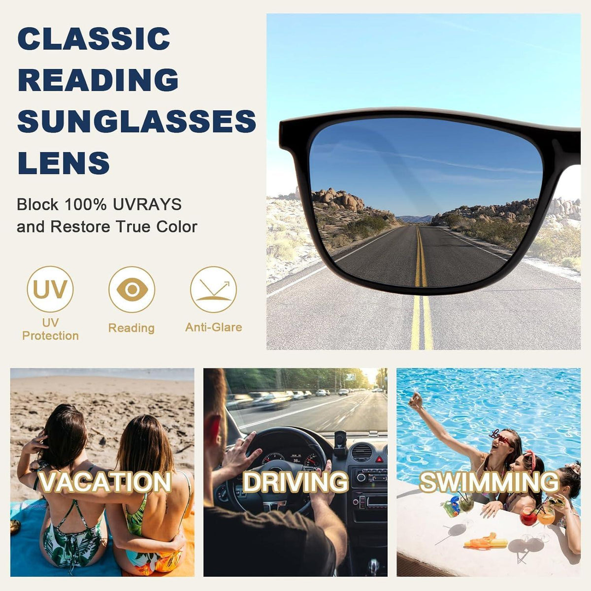Sonnenlesebrille mit Stärke +1.00 – UV400 Schutz & TR90 Rahmen