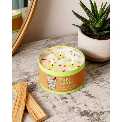 Duftkerze Palo Santo 3 Docht Sojawachs mit Kristall
