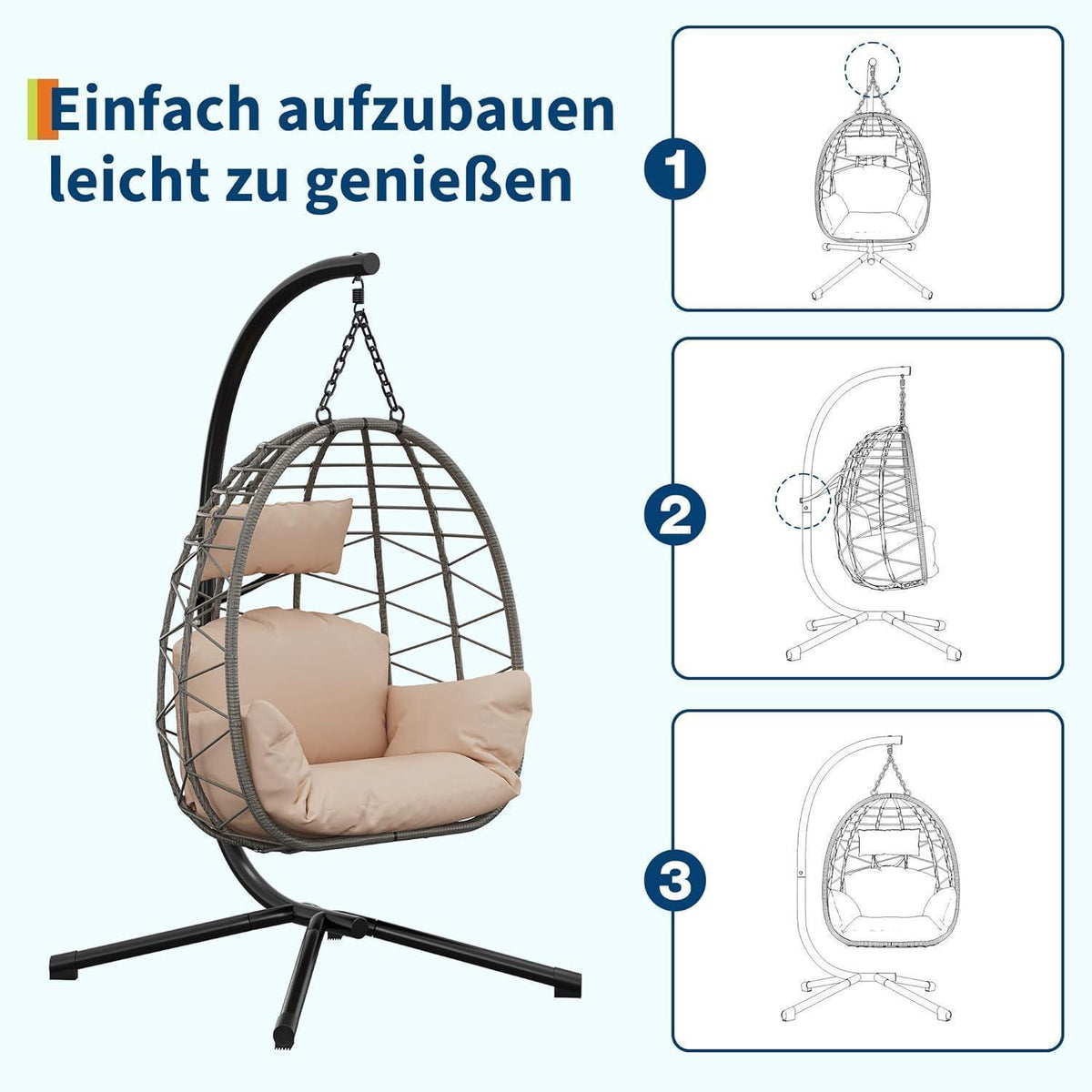 Rattan Hängesessel mit Gestell – Outdoor & Indoor Komfort