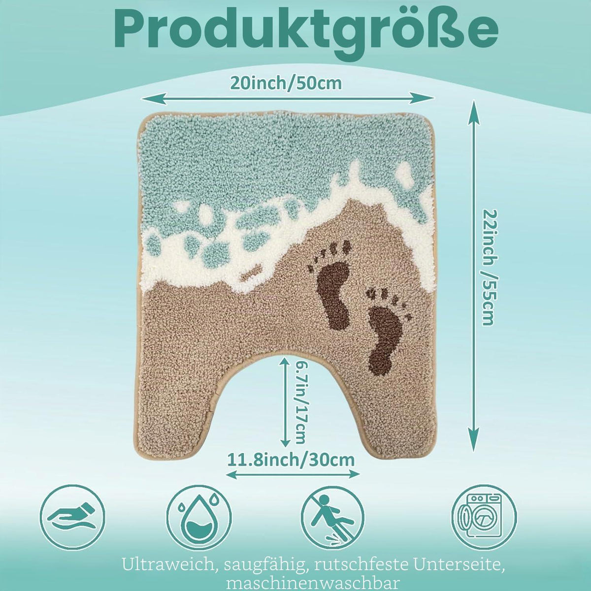 Strand Badematte U-Form 50x55cm - Weich & Rutschfest
