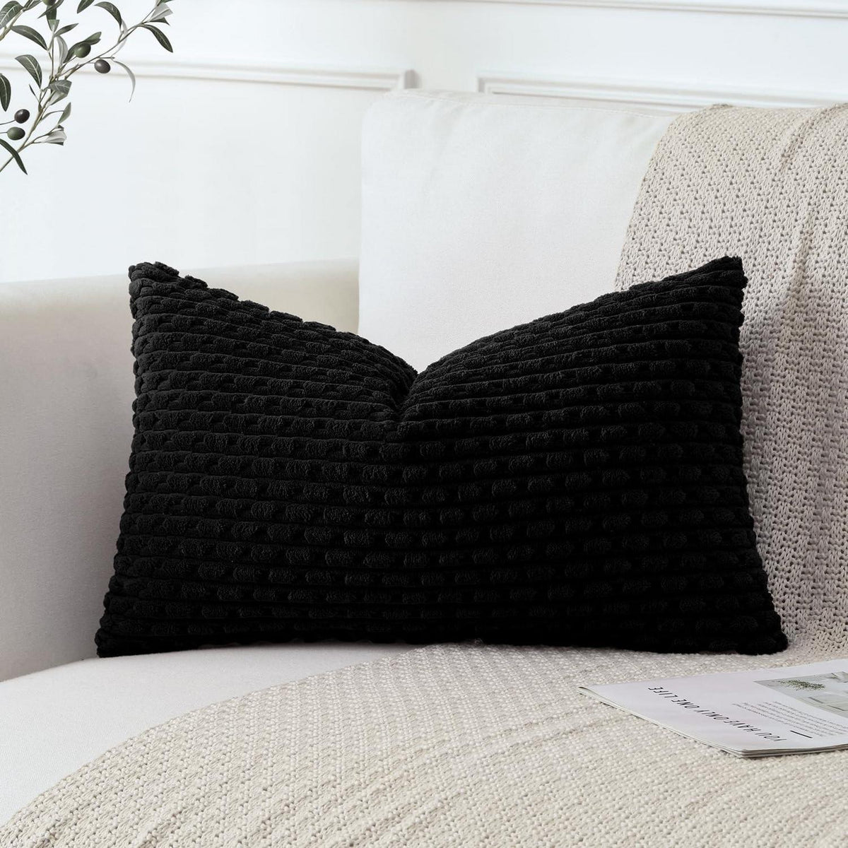 Kordsamt Kissenbezug 40x60 cm Schwarz – Weich & Dekorativ