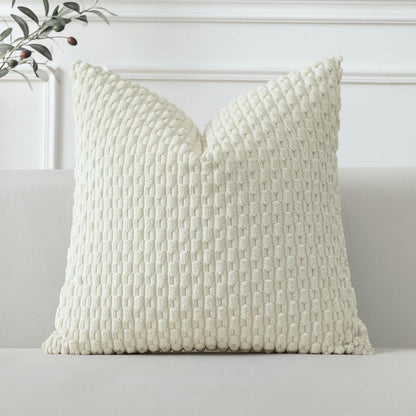 Kordsamt Kissenbezug 60x60 cm Creme Weiß