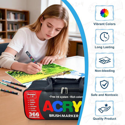 Acrylmarker Set 366 Farben – Filzstifte für Basteln & Zeichnen
