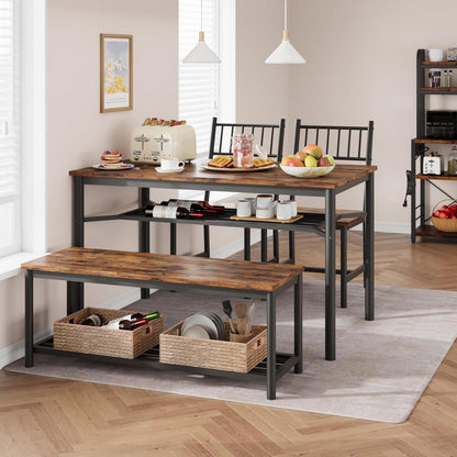 Essgruppe 4-teilig Industrial Braun mit Stauraum