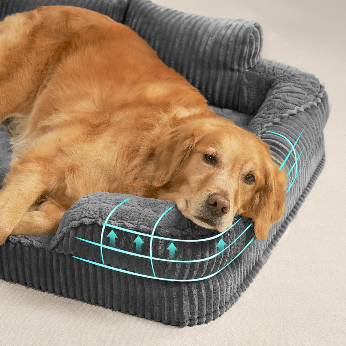 Orthopädisches Hundebett Groß, Grau – Bequemes Sofa für Hunde