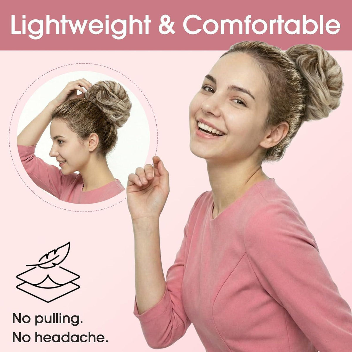 Echthaar Messy Bun mit Klammer - Schokoladenbraun/Blond