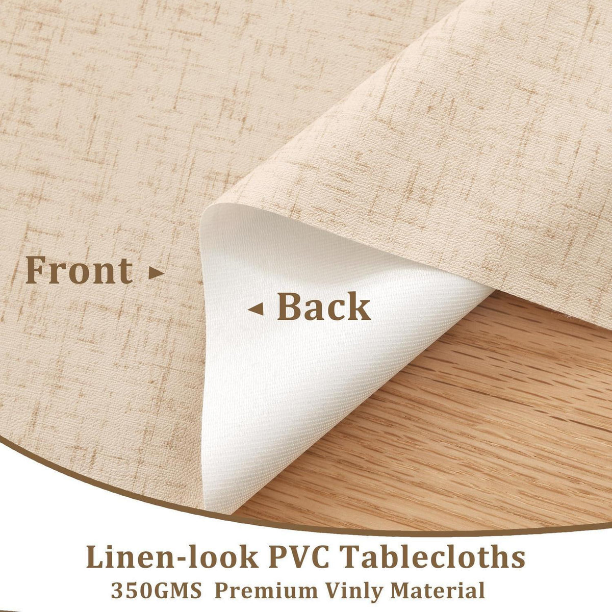 Abwischbare Tischdecke 80x80 cm Beige – Wasserdicht & Leinenoptik