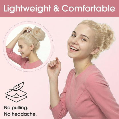 Echthaar Messy Bun mit Klammer - Platinblond