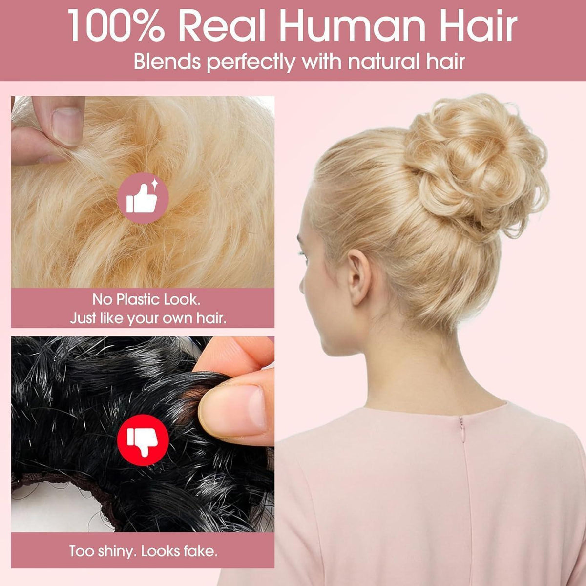 Echthaar Messy Bun mit Klammer – Gebleichtes Blond #613