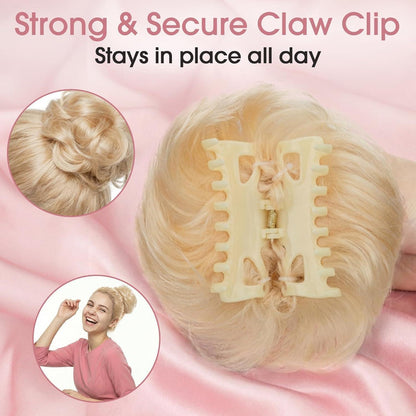 Echthaar Messy Bun mit Klammer – Gebleichtes Blond #613