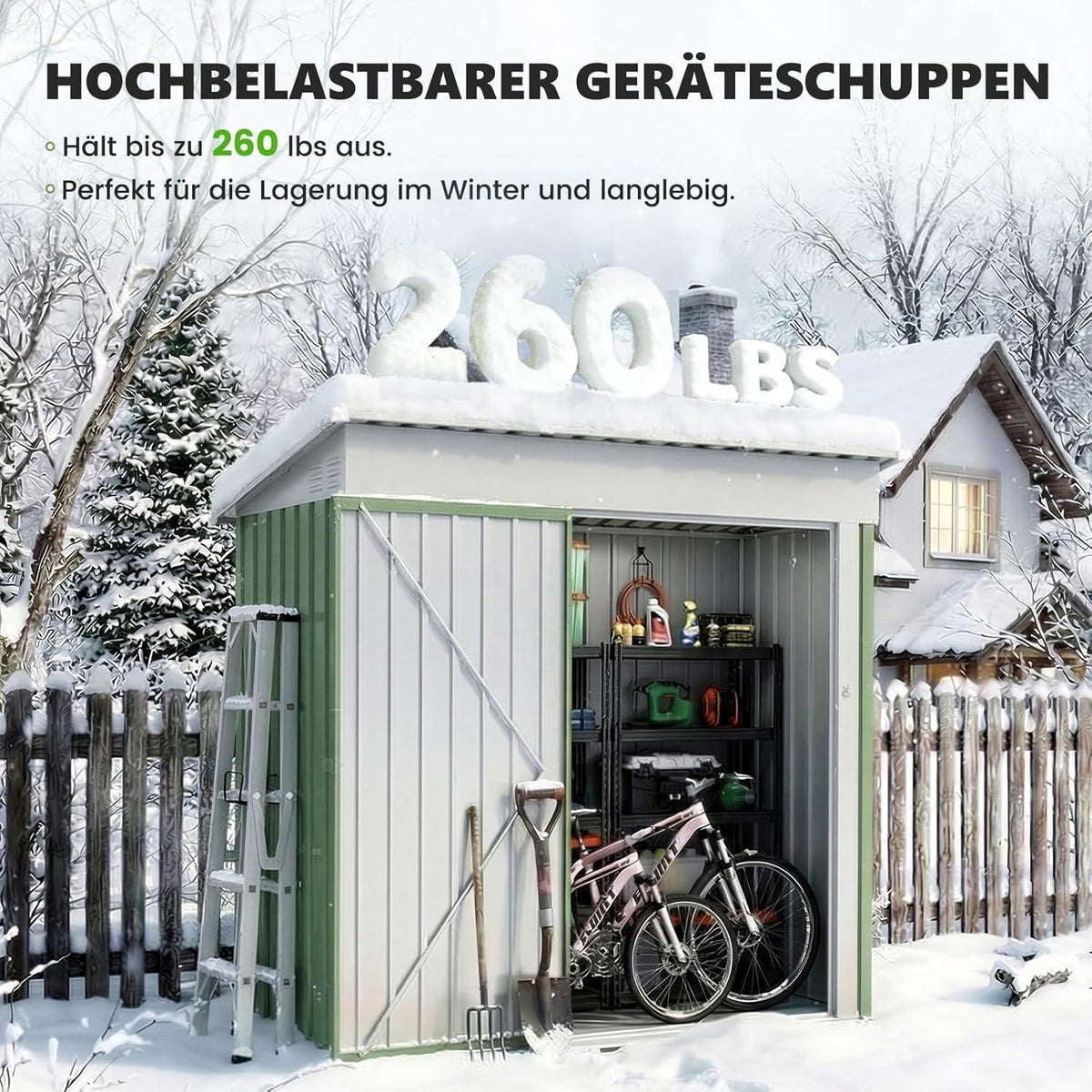 Metall Gartenhaus 2.1m³ Pultdach – 164x87x181 cm