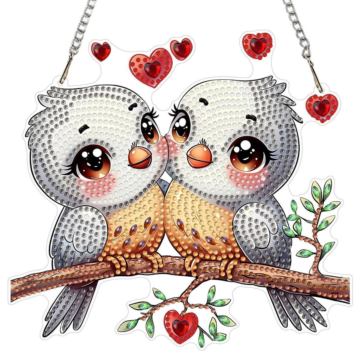 Diamant Painting Set Liebesvögel – DIY Hänge-Dekoration 20x20cm