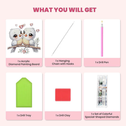 Diamant Painting Set Liebesvögel – DIY Hänge-Dekoration 20x20cm