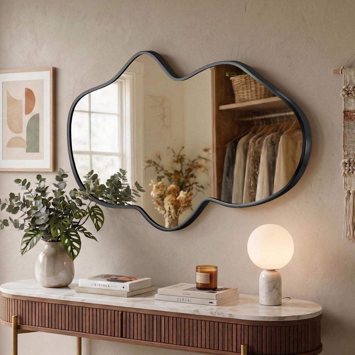 Wavy Wandspiegel Schwarz – Asymmetrisch & Modern