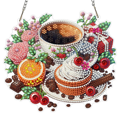 Diamantmalerei Cupcake Kaffee Hängebild DIY Set 20x20cm