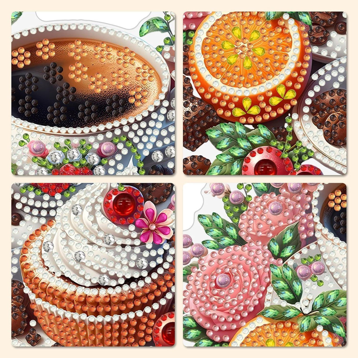 Diamantmalerei Cupcake Kaffee Hängebild DIY Set 20x20cm
