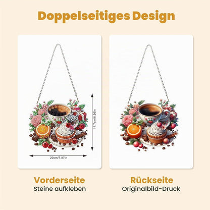 Diamantmalerei Cupcake Kaffee Hängebild DIY Set 20x20cm