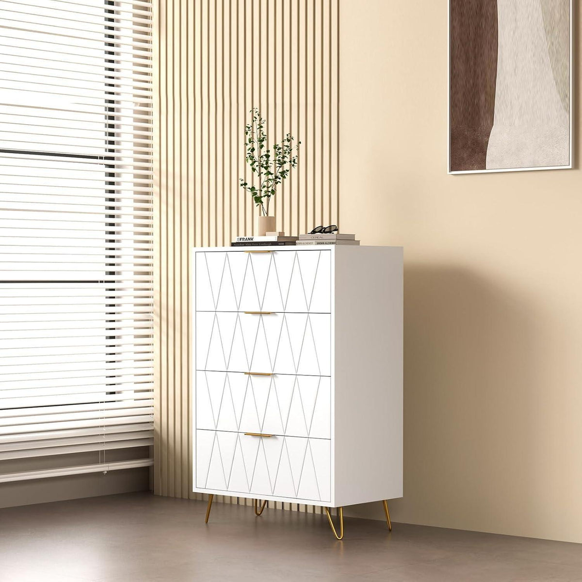 Weiße Kommode mit 4 Schubladen – Schlafzimmer & Wohnzimmer