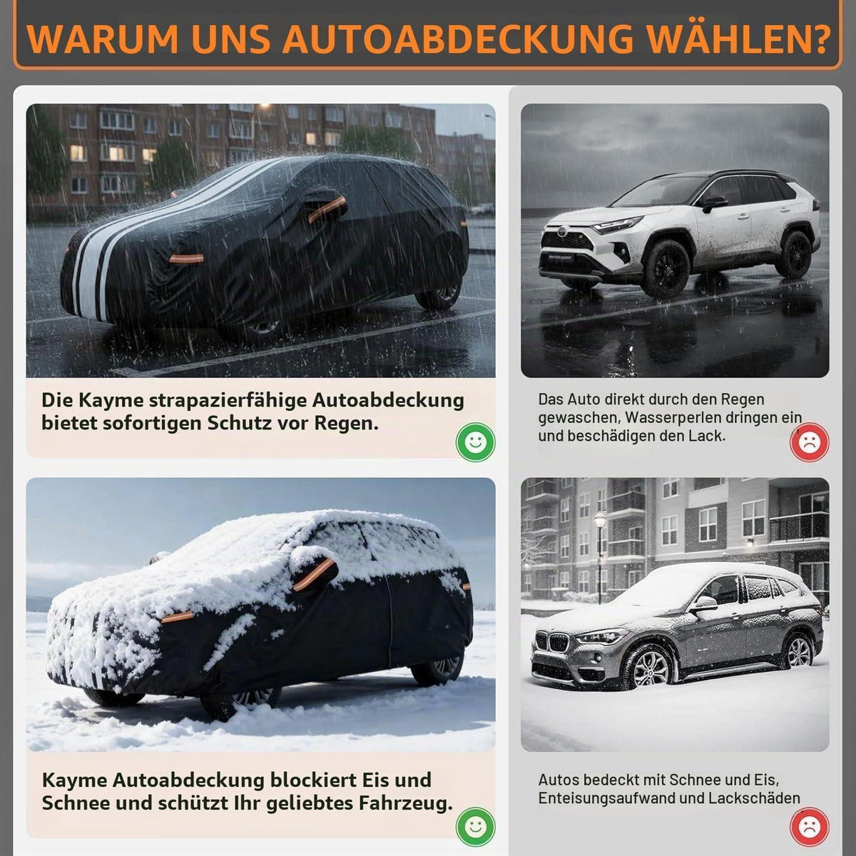 Robuste SUV Autoabdeckung Wasserdicht – Schutz vor Regen, Schnee & UV-Strahlen (485-510cm)