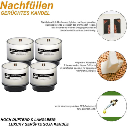 Duftkerzen-Nachfüllpack 4er Set | Kürbis, Toffee, Zimt & Vanille